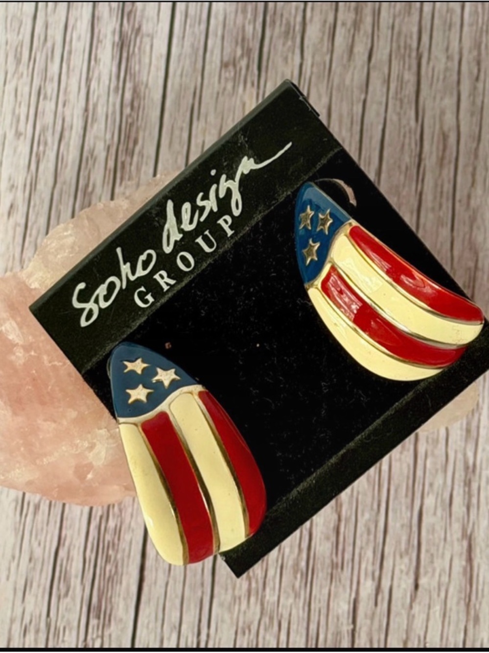 Soho Design Group American Flag Enamel Earrings - Red, White, Blue